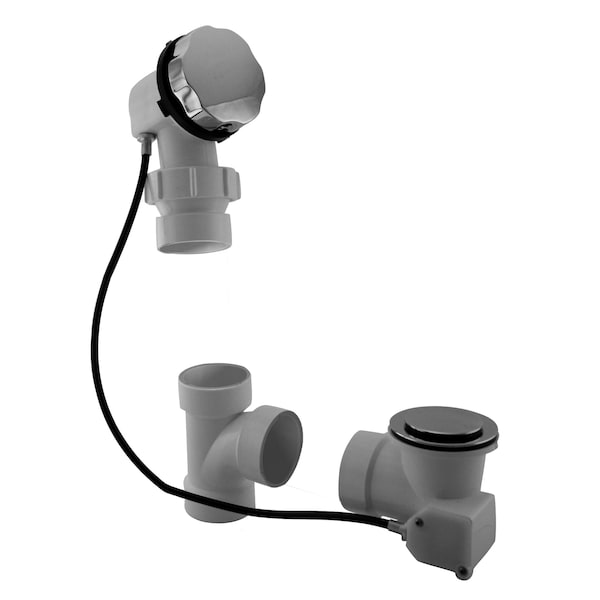 Westbrass 27" PVC Cable Drive Bathtub Pop-Up Drain Kit with Ball Joint Rotary Overflow, Polished Chrome D50P27BJ-26 - main